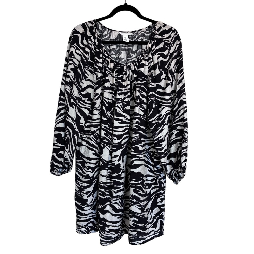 H&M Balloon Sleeve Oversized Zebra Print Flowy Dress - Picture 3 of 9